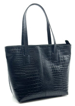 Load image into Gallery viewer, Zoe Tote — Black croc
