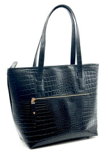 Load image into Gallery viewer, Zoe Tote — Black croc
