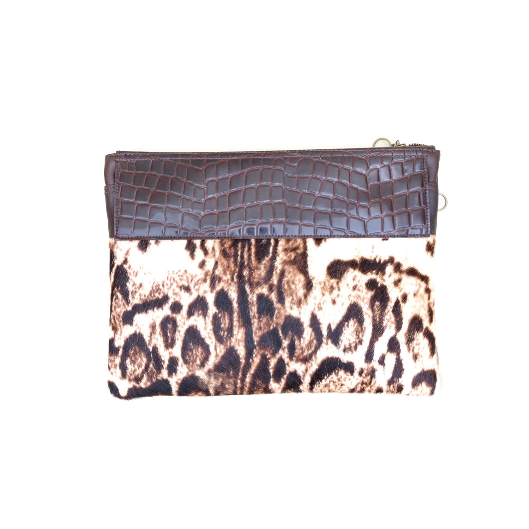 Sofia Clutch/Shoulder Bag - Leopard Cowhide