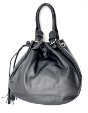 Load image into Gallery viewer, Michelle Double Handle Drawstring Bag - Brown Exotic Cowhide
