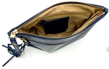 Load image into Gallery viewer, Little Sofia Clutch Navy with Coffee Straw
