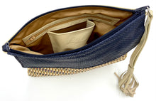 Load image into Gallery viewer, Little Sofia Clutch - Navy with Cream Straw
