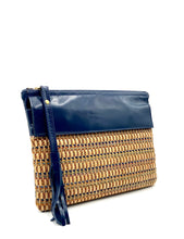 Load image into Gallery viewer, Little Sofia Clutch - Navy with Coffee Straw
