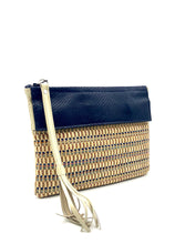 Load image into Gallery viewer, Little Sofia Clutch - Navy with Cream Straw
