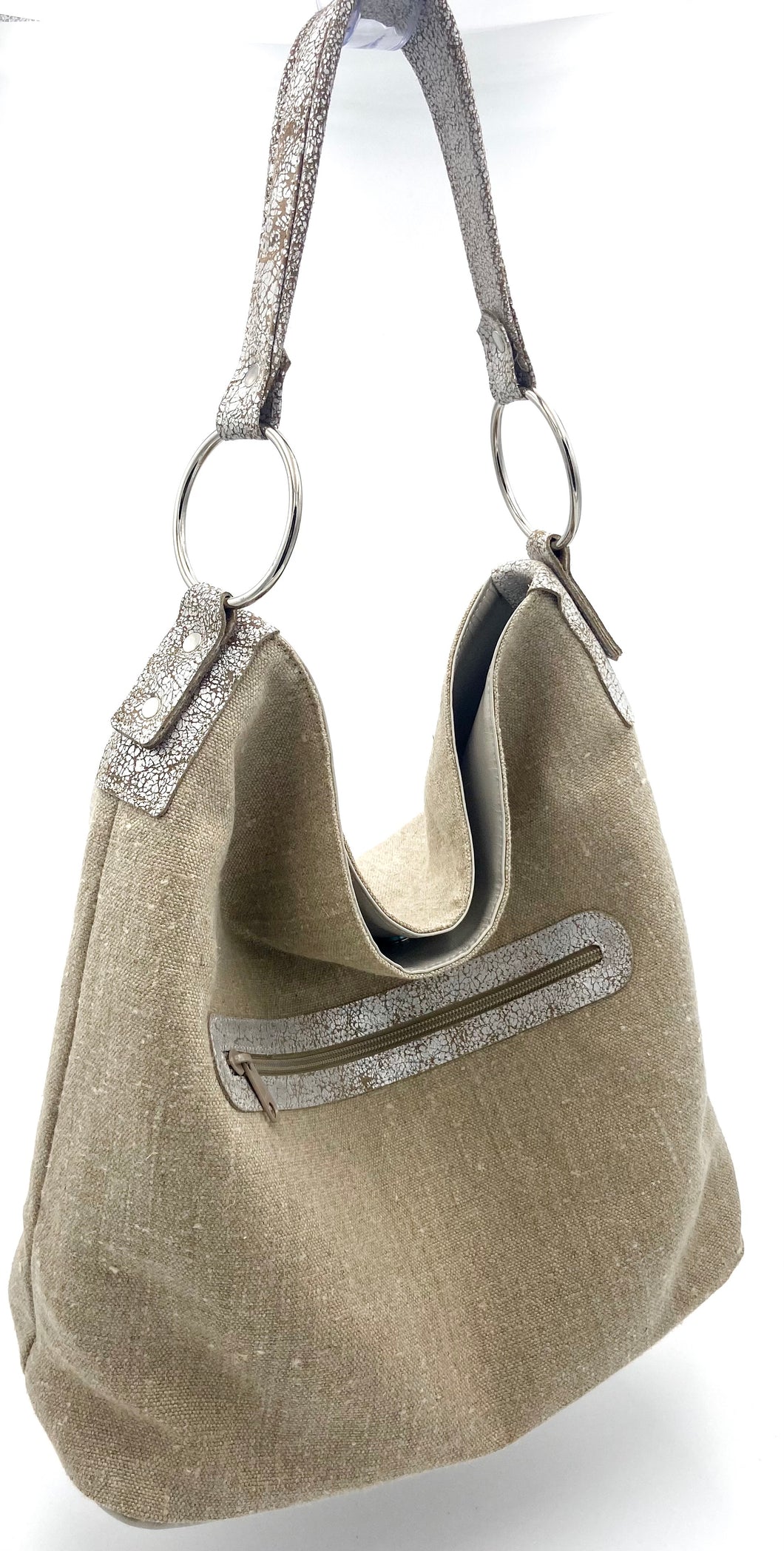 Chloe Hobo Tote - Linen/Metallic